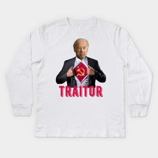 Biden is a Communist Traitor Kids Long Sleeve T-Shirt